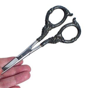 Victorian Sterling Silver J.A. Henckels Welkut Grape Cutter Scissors Ornate Vine